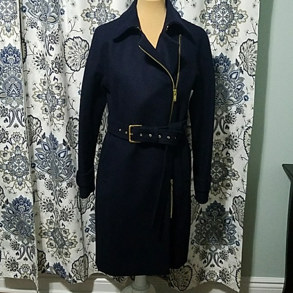 ❄J.Crew Melton Wool Belted Trech Coat, Sz 10 - Picture 3 of 6